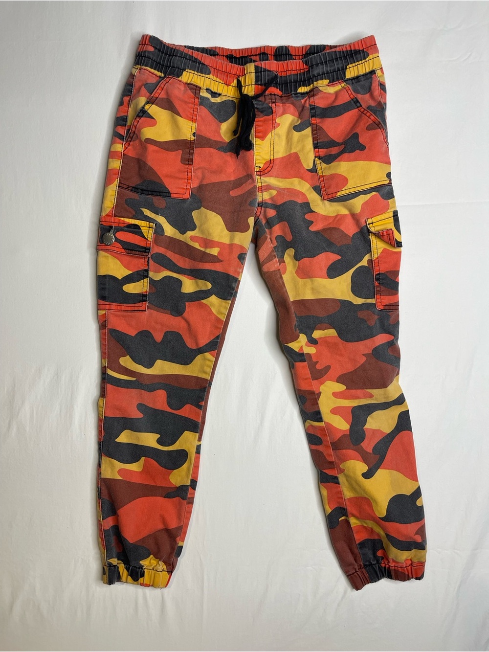 VIP Red Yellow & Black Camo‎ Cargo Joggers with Elastic Waist